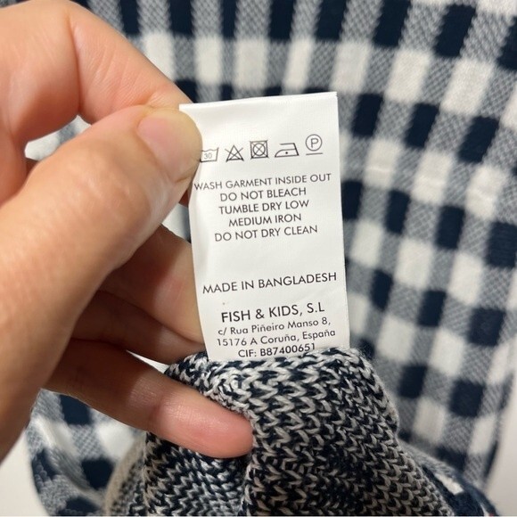 Fish & Kids Vichy Gingham Knit Dress in Blue and White M NWT - Picture 14 of 15
